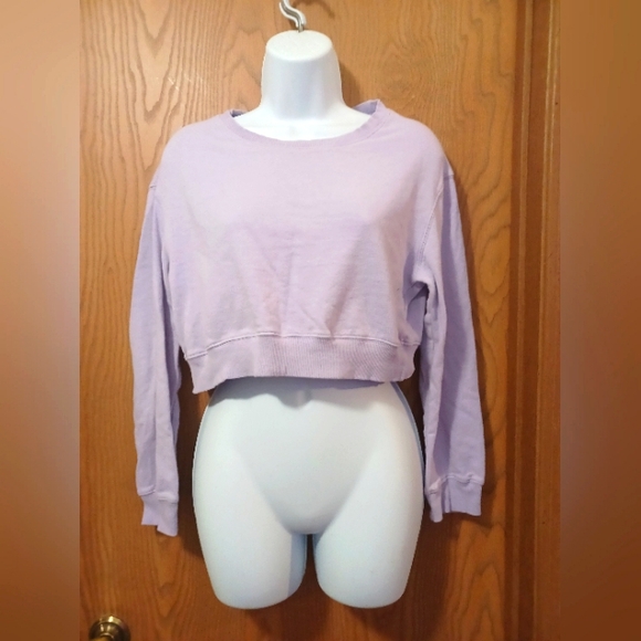 Lilac Purple Cropped Sweatshirt - Picture 1 of 6